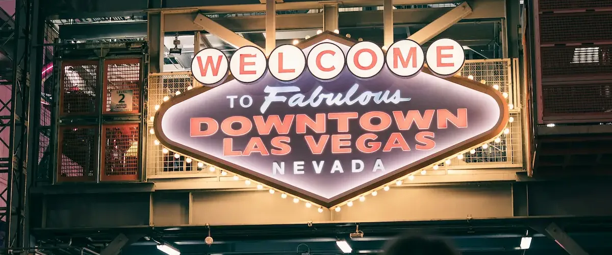 Welcome to Fabulous Downtown Las Vegas Nevada neon sign lit up at night